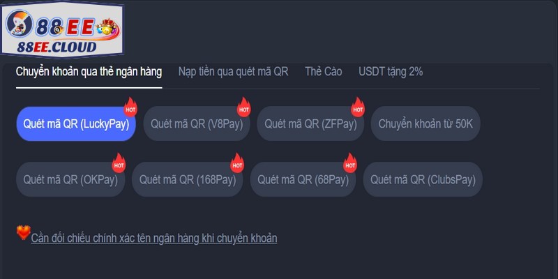 Nạp tiền 88EE diễn ra thần tốc thông qua quy trình rõ ràng